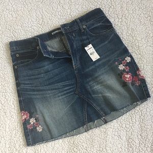 Express Floral Denim Skirt